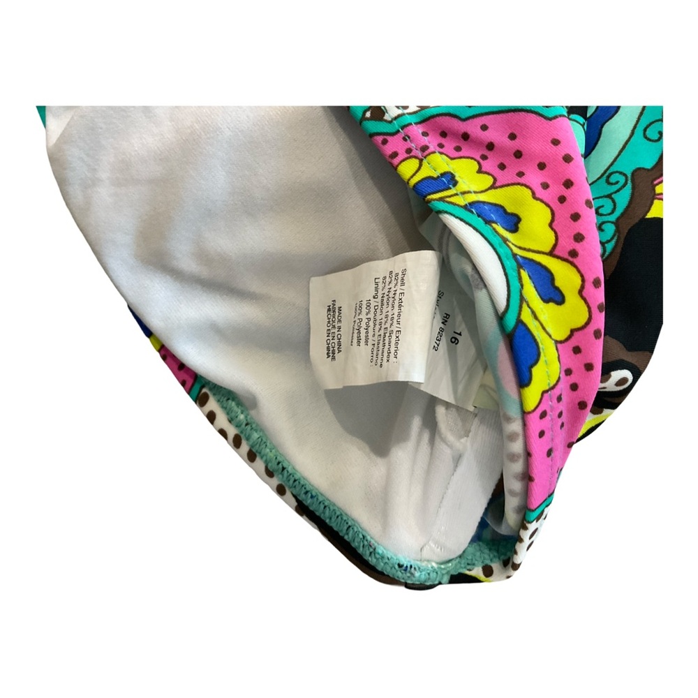 Paisley Halter Tankini Swim Top Size 16 Blue Pink Tropical Print Bandeau - Picture 6 of 10